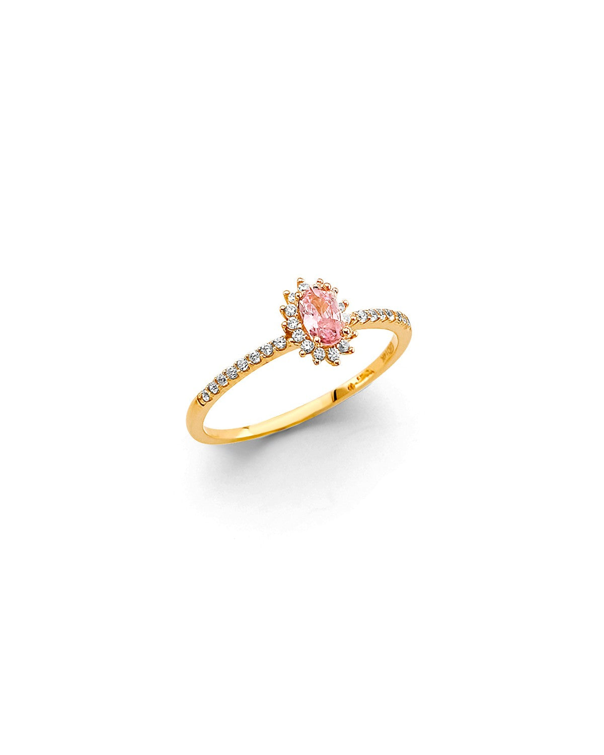 14K Yellow Gold Fancy Pink CZ Ring (RG-3210)