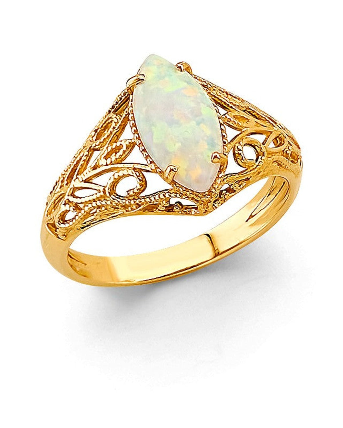 14K Yellow Gold Fancy Opal CZ Ring (RG-3211)