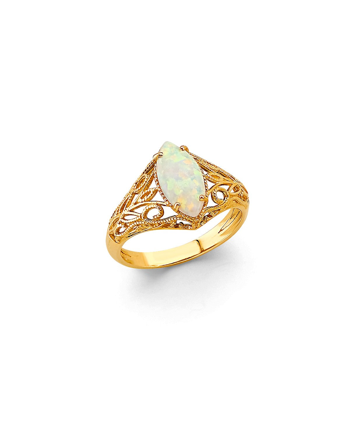 14K Yellow Gold Fancy Opal CZ Ring (RG-3211)