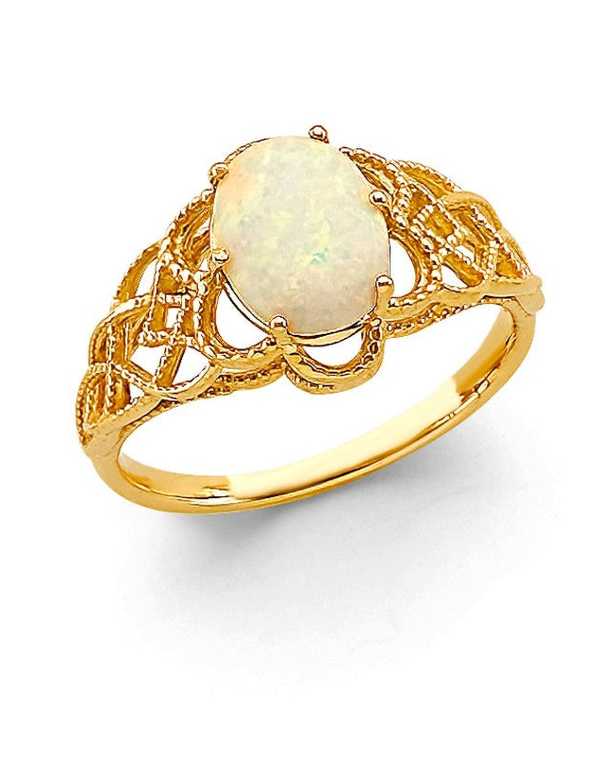 14K Yellow Gold Fancy Opal CZ Ring (RG-3212)