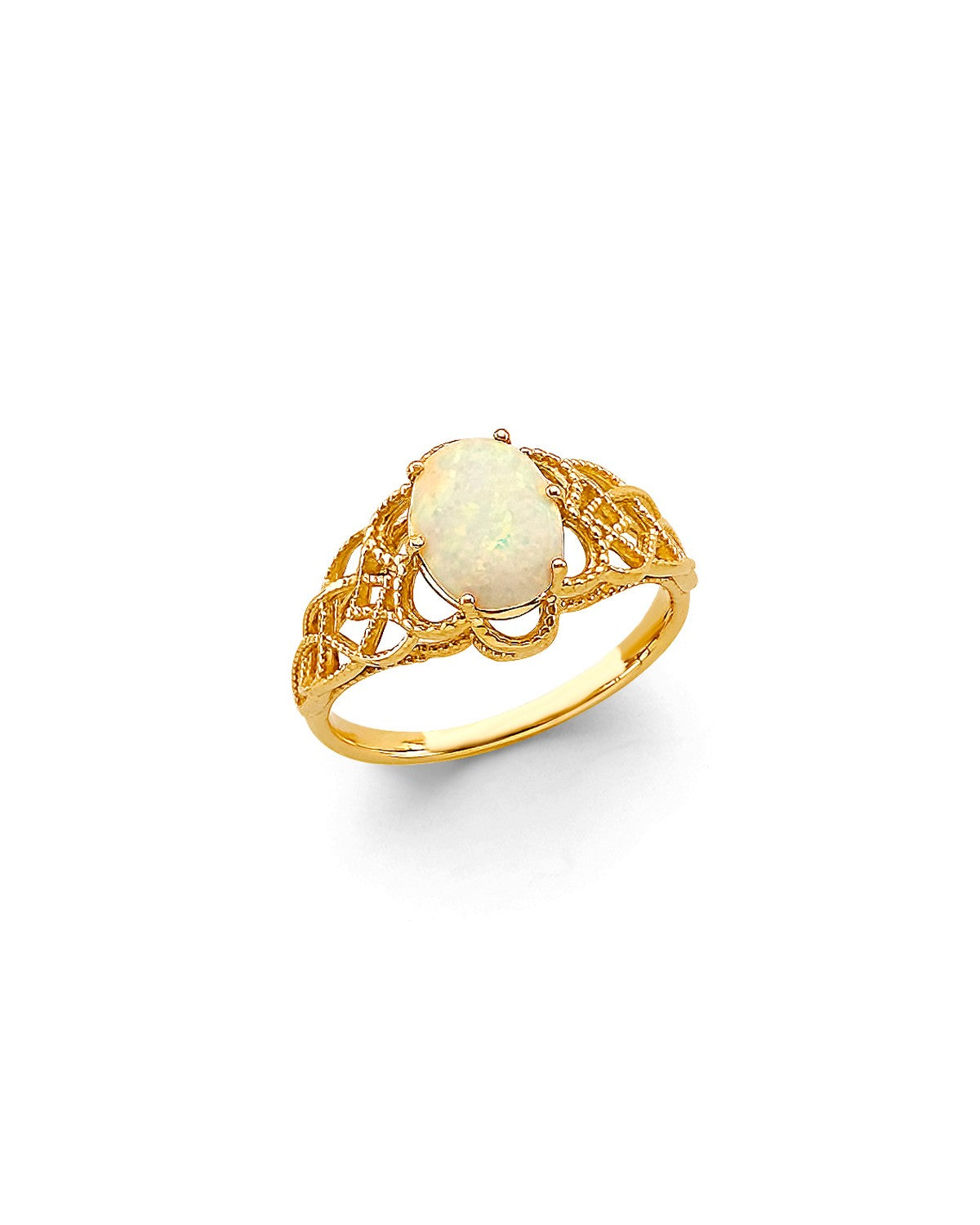 14K Yellow Gold Fancy Opal CZ Ring (RG-3212)