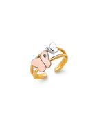14K Tri-Color Gold 3C CZ Butterfly Toe Ring (RG-3259)