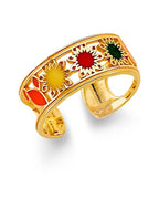 14K Yellow Gold Multi Color CZ Flower Toe Ring (RG-3265)