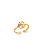 14K Yellow Gold CZ Clover Toe Ring (RG-3267)
