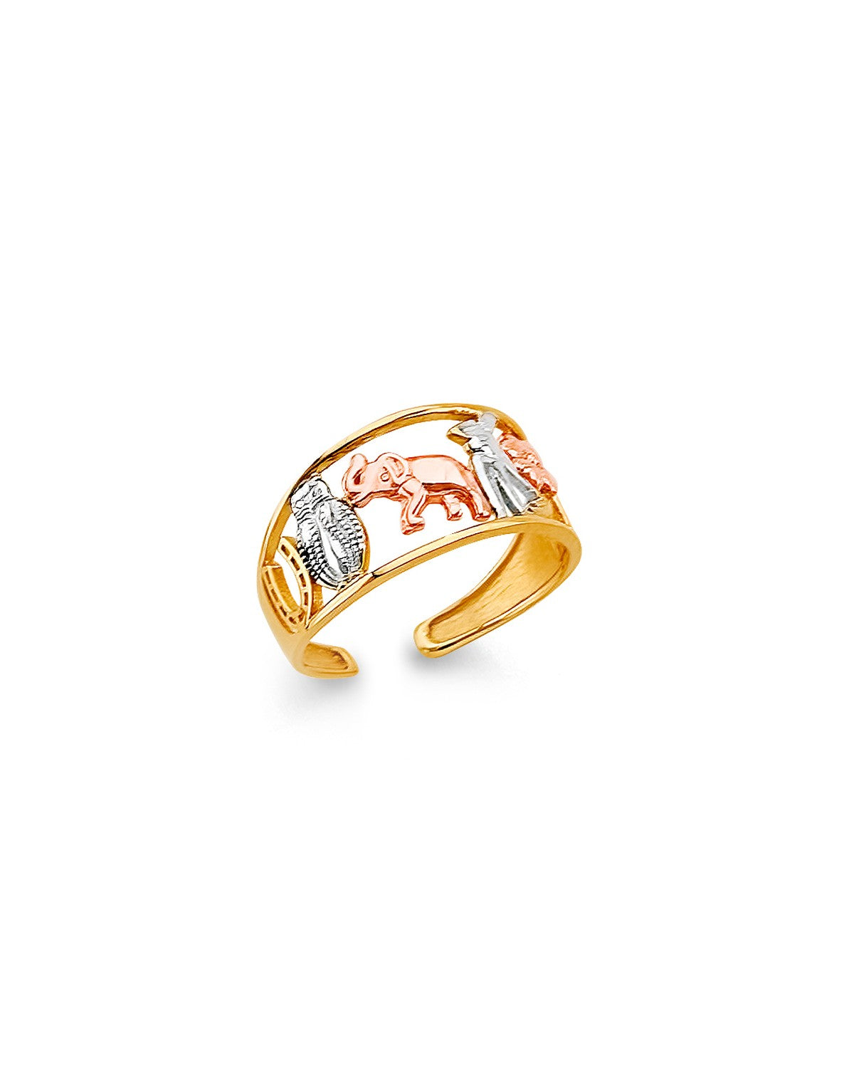 14K Tri-Color Gold 3C Lucky Toe Ring (RG-3269)