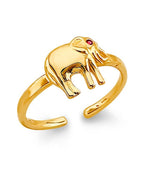 14K Yellow Gold CZ Elephant Toe Ring (RG-3271)