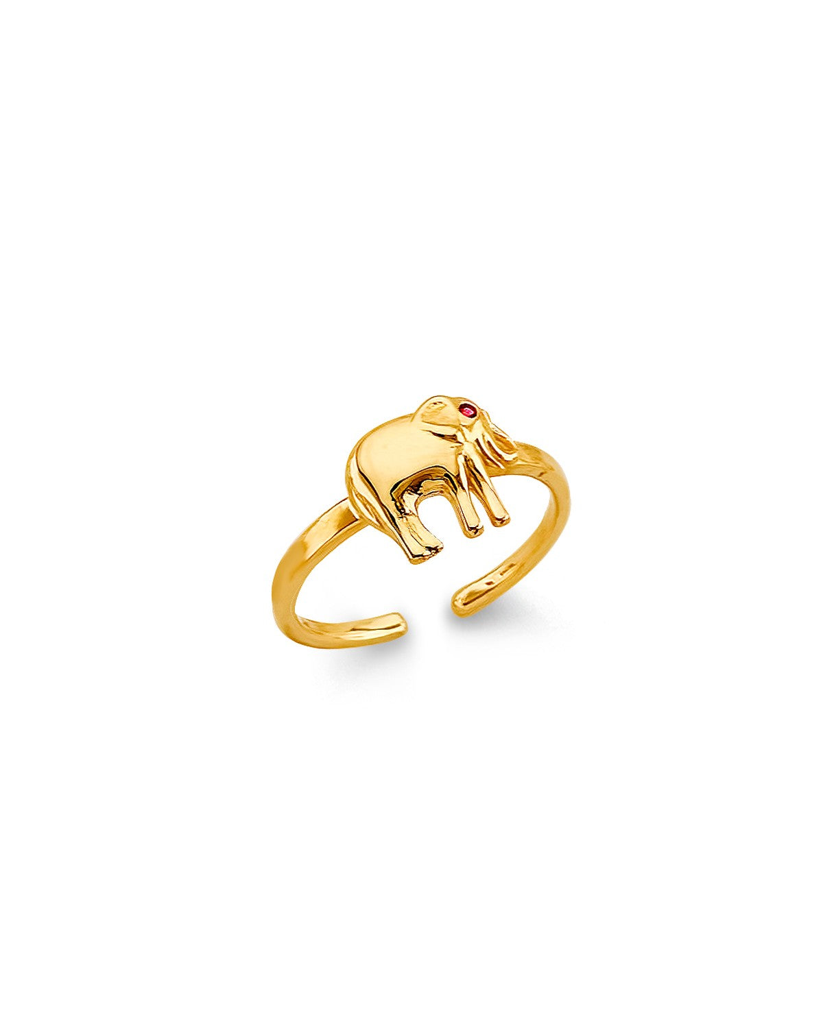 14K Yellow Gold CZ Elephant Toe Ring (RG-3271)