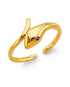 14K Yellow Gold CZ Snake Toe Ring (RG-3272)