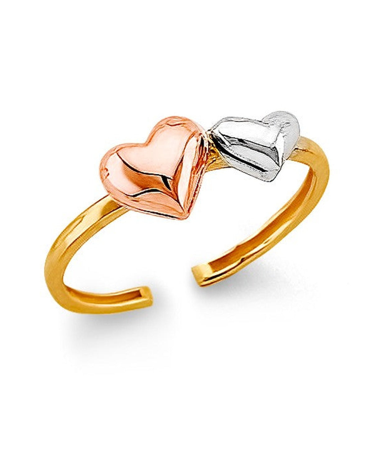 14K Tri-Color Gold 3C Heart Toe Ring (RG-3273)
