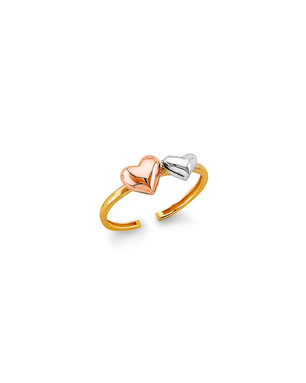 14K Tri-Color Gold 3C Heart Toe Ring (RG-3273)