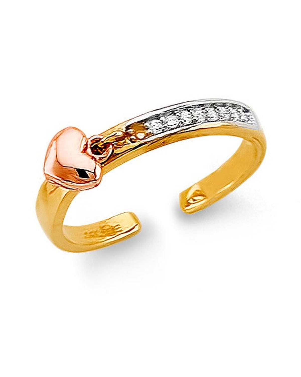 14K Two-Tone Gold 2T CZ Heart Toe Ring (RG-3274)