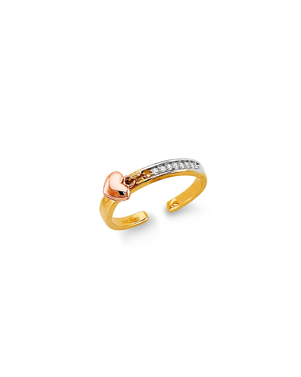 14K Two-Tone Gold 2T CZ Heart Toe Ring (RG-3274)