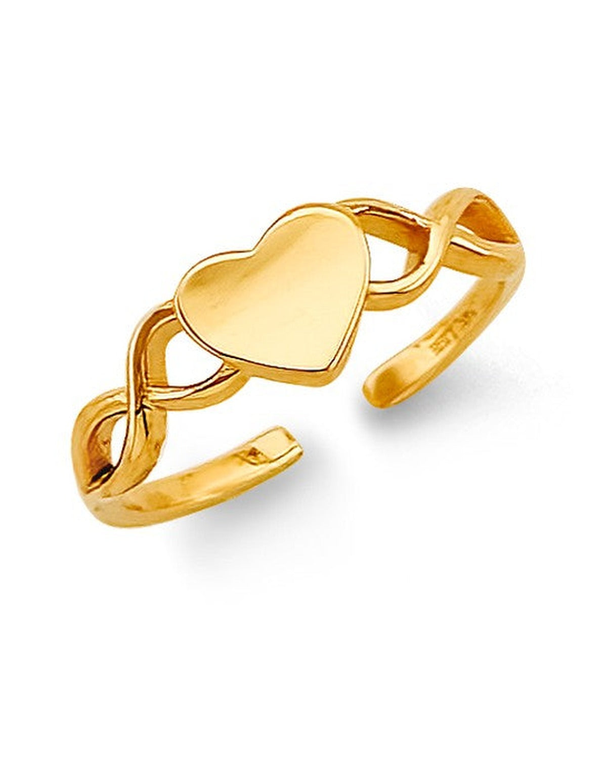 14K Yellow Gold Heart Toe Ring (RG-3275)