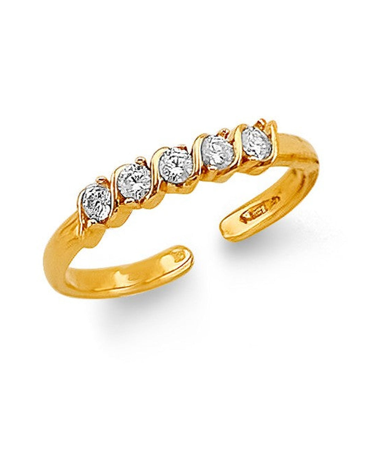 14K Two-Tone Gold 2T CZ Toe Ring (RG-3279)
