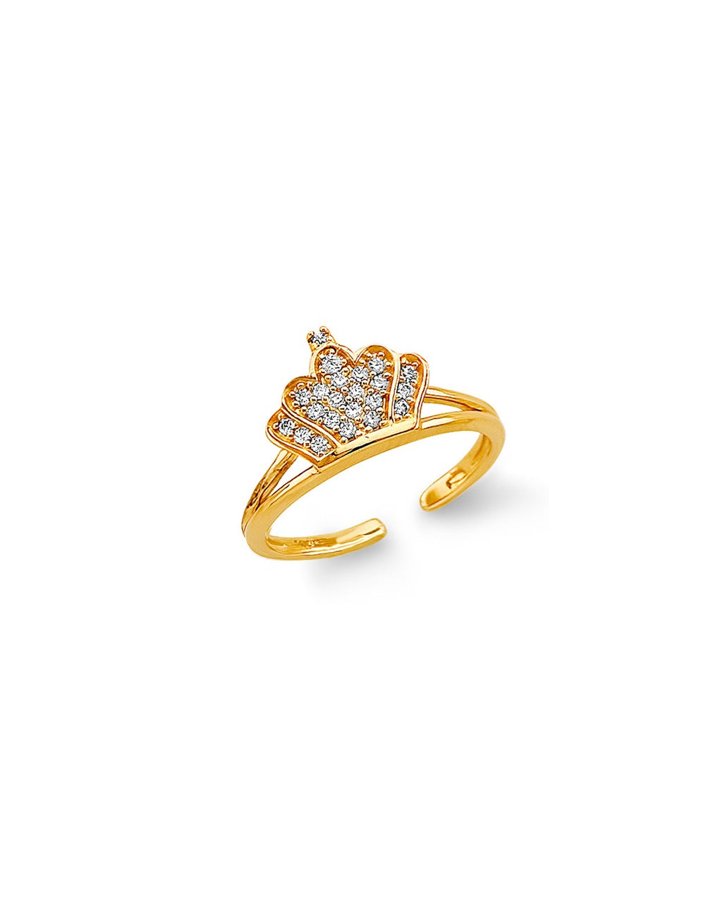 14K Two-Tone Gold 2T CZ Crown Toe Ring (RG-3285)