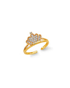 14K Two-Tone Gold 2T CZ Crown Toe Ring (RG-3285)