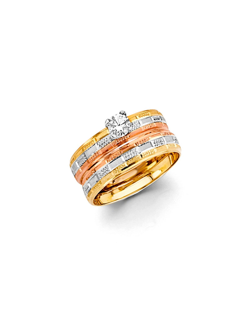 14K Tri-Color Gold 3C Ladies Wedding Band (RG-3330)