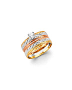 14K Tri-Color Gold 3C Ladies Wedding Band (RG-3333)