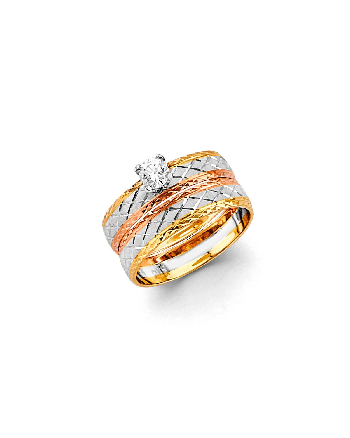 14K Tri-Color Gold 3C Ladies Wedding Band (RG-3333)