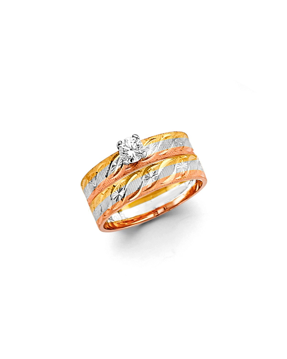 14K Tri-Color Gold 3C Ladies Wedding Band (RG-3336)