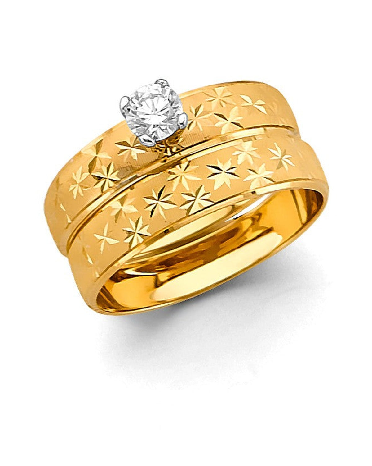 14K Yellow Gold Ladies CZ Engagement Ring (RG-3342)