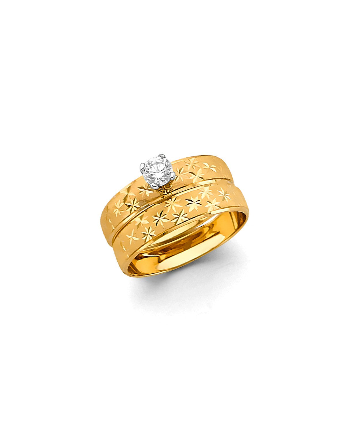14K Yellow Gold Ladies CZ Engagement Ring (RG-3342)