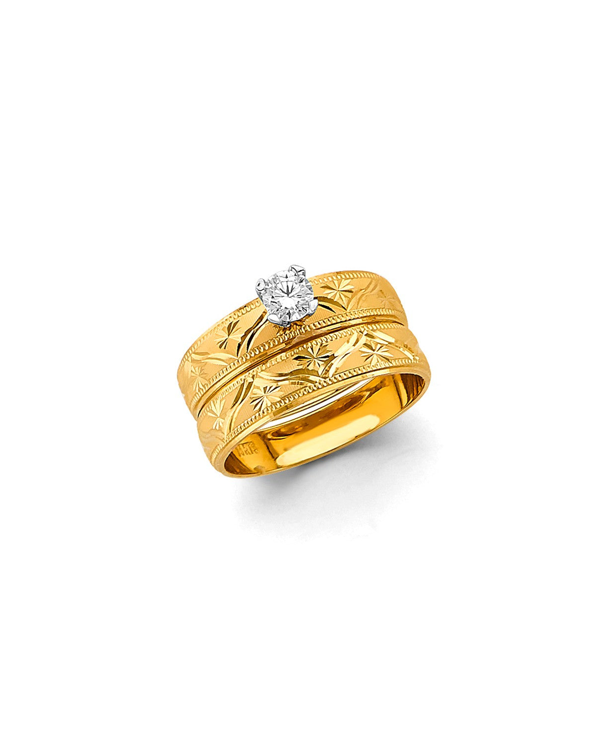 14K Yellow Gold Ladies CZ Engagement Ring (RG-3344)