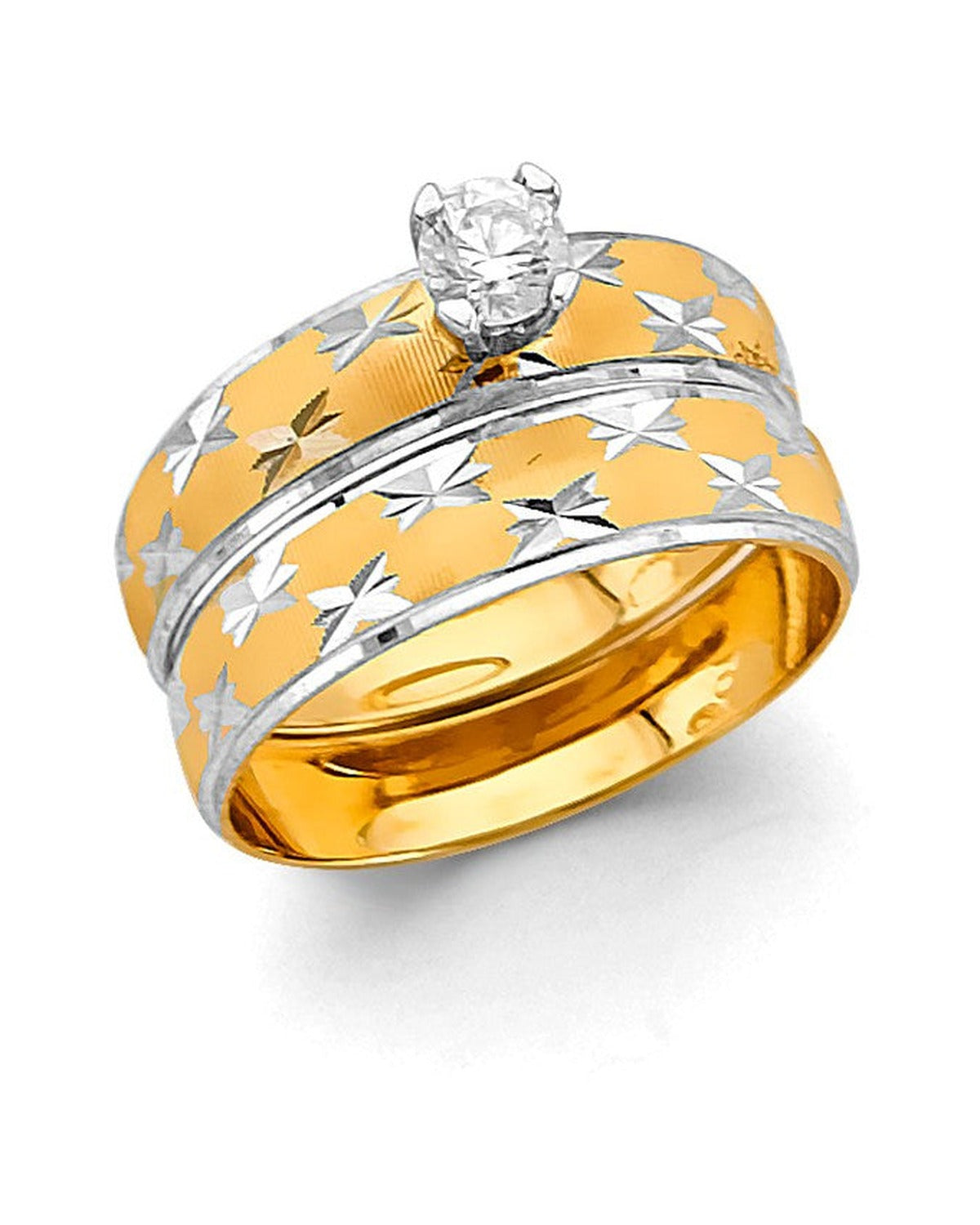 14K Two-Tone Gold 2T Ladies CZ Engagement Ring (RG-3350)