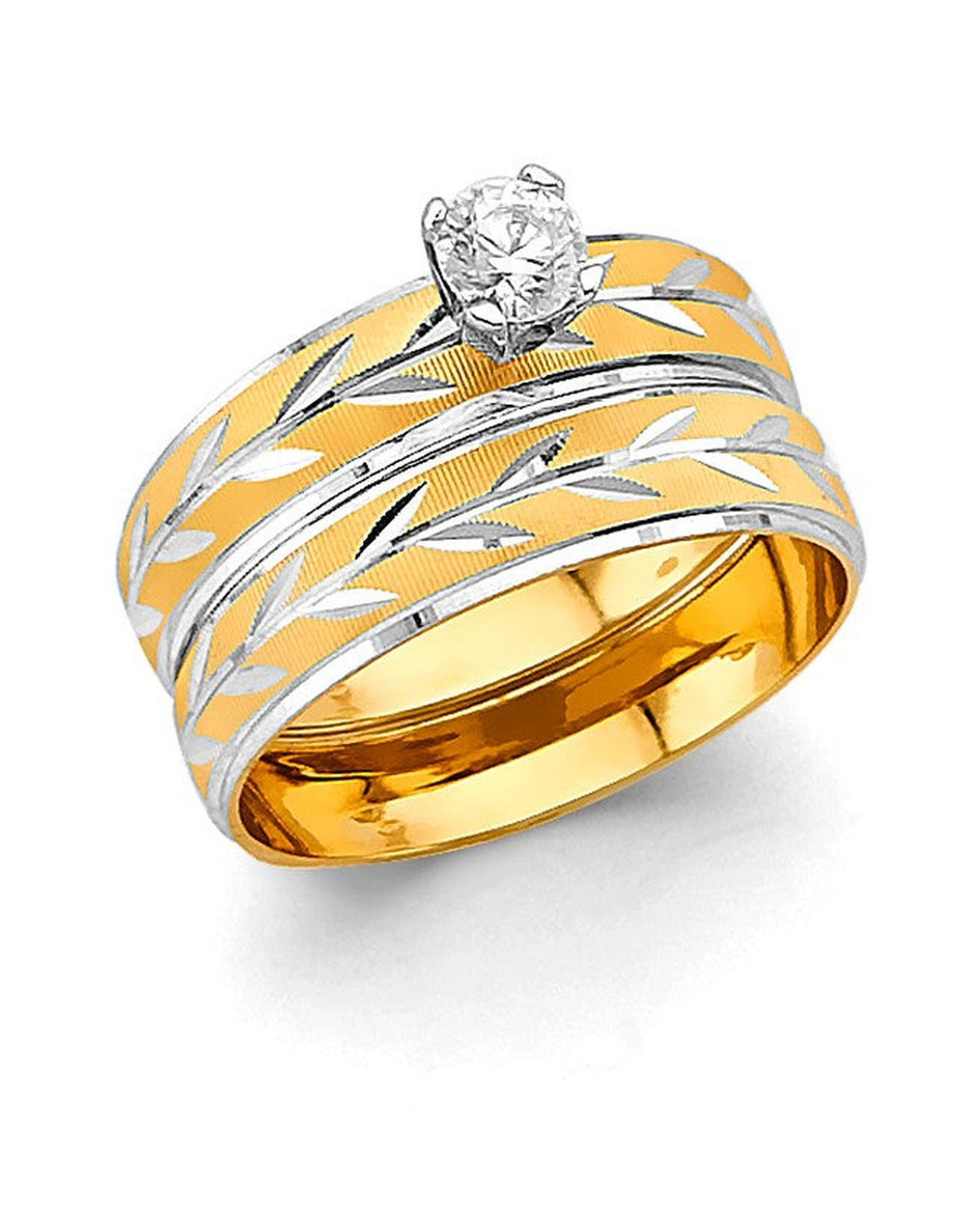 14K Two-Tone Gold 2T Ladies CZ Engagement Ring (RG-3356)