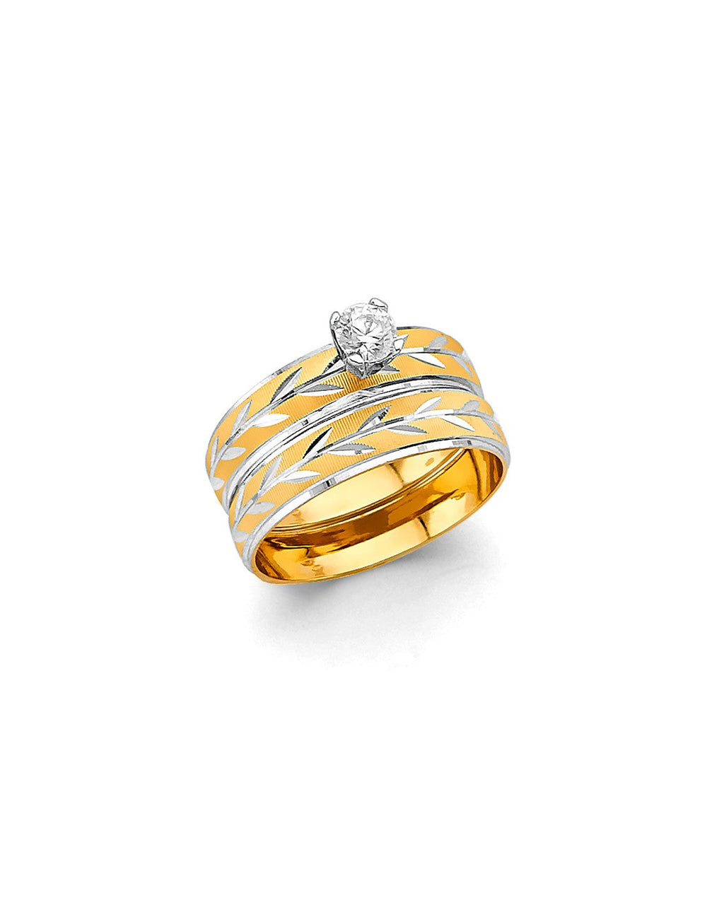 14K Two-Tone Gold 2T Ladies CZ Engagement Ring (RG-3356)