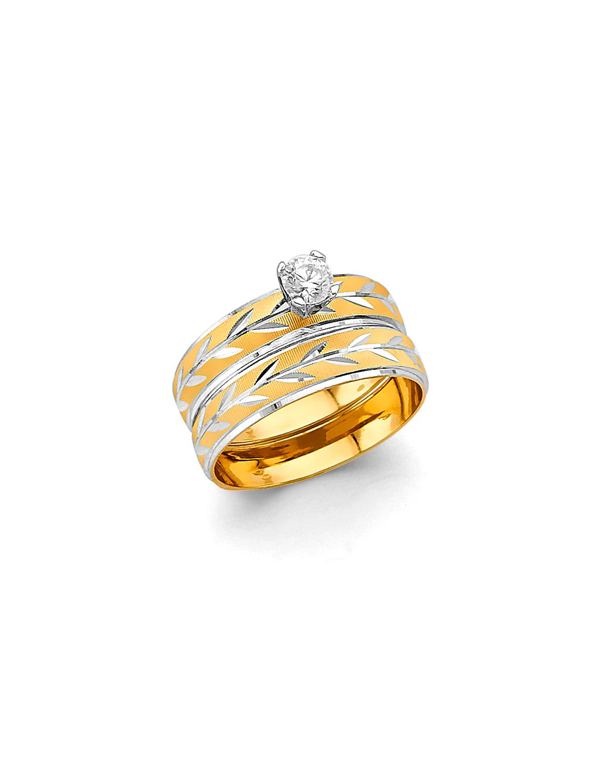 14K Two-Tone Gold 2T Ladies CZ Engagement Ring (RG-3356)