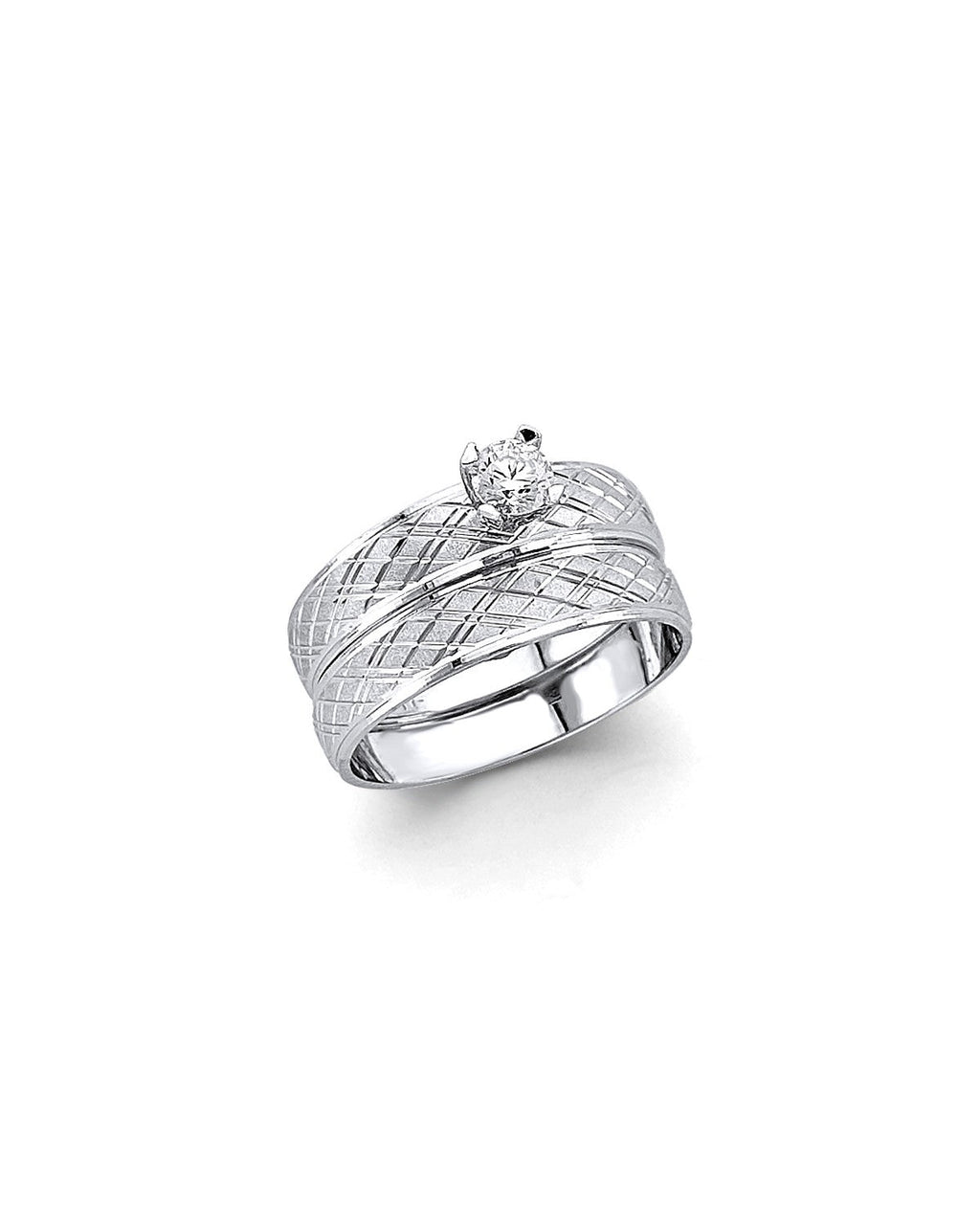 14K White Gold Ladies CZ Engagement Ring (RG-3359)
