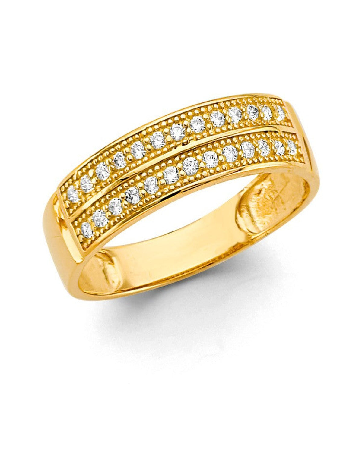 14K Yellow Gold Men's CZ Wedding Band/Trio Set (RG-3371)