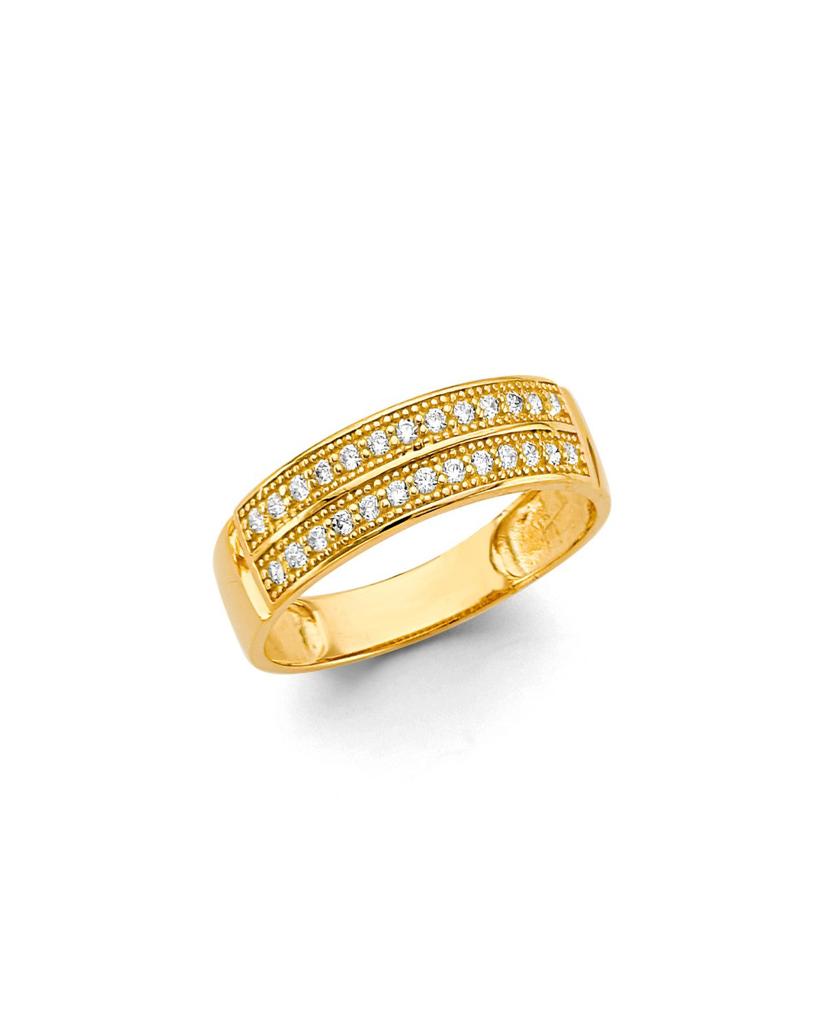 14K Yellow Gold Men's CZ Wedding Band/Trio Set (RG-3371)