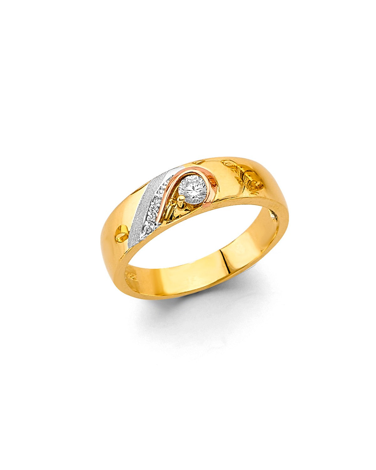 14K Two-Tone Gold 2T Men's CZ Wedding Band/Trio Set (RG-3374)