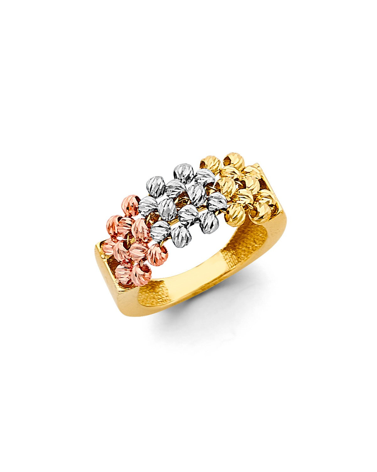 14K Tri-Color Gold 3C Fancy Ball Ring (RG-3408)