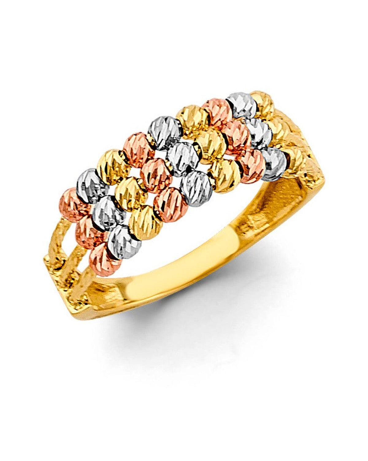 14K Tri-Color Gold 3C Fancy Ball Ring (RG-3409)