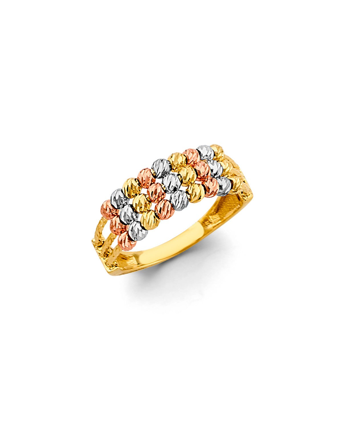 14K Tri-Color Gold 3C Fancy Ball Ring (RG-3409)