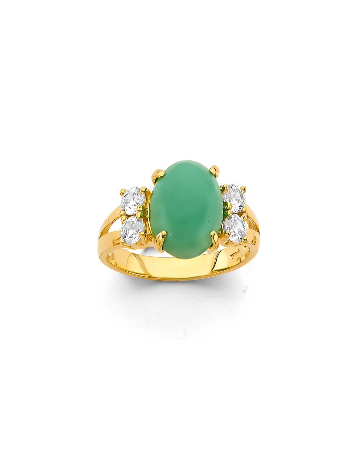 14K Yellow Gold CZ Jade Ring/Set (RG-3435)