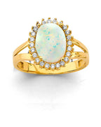14K Yellow Gold CZ Opal Ring/Set (RG-3436)