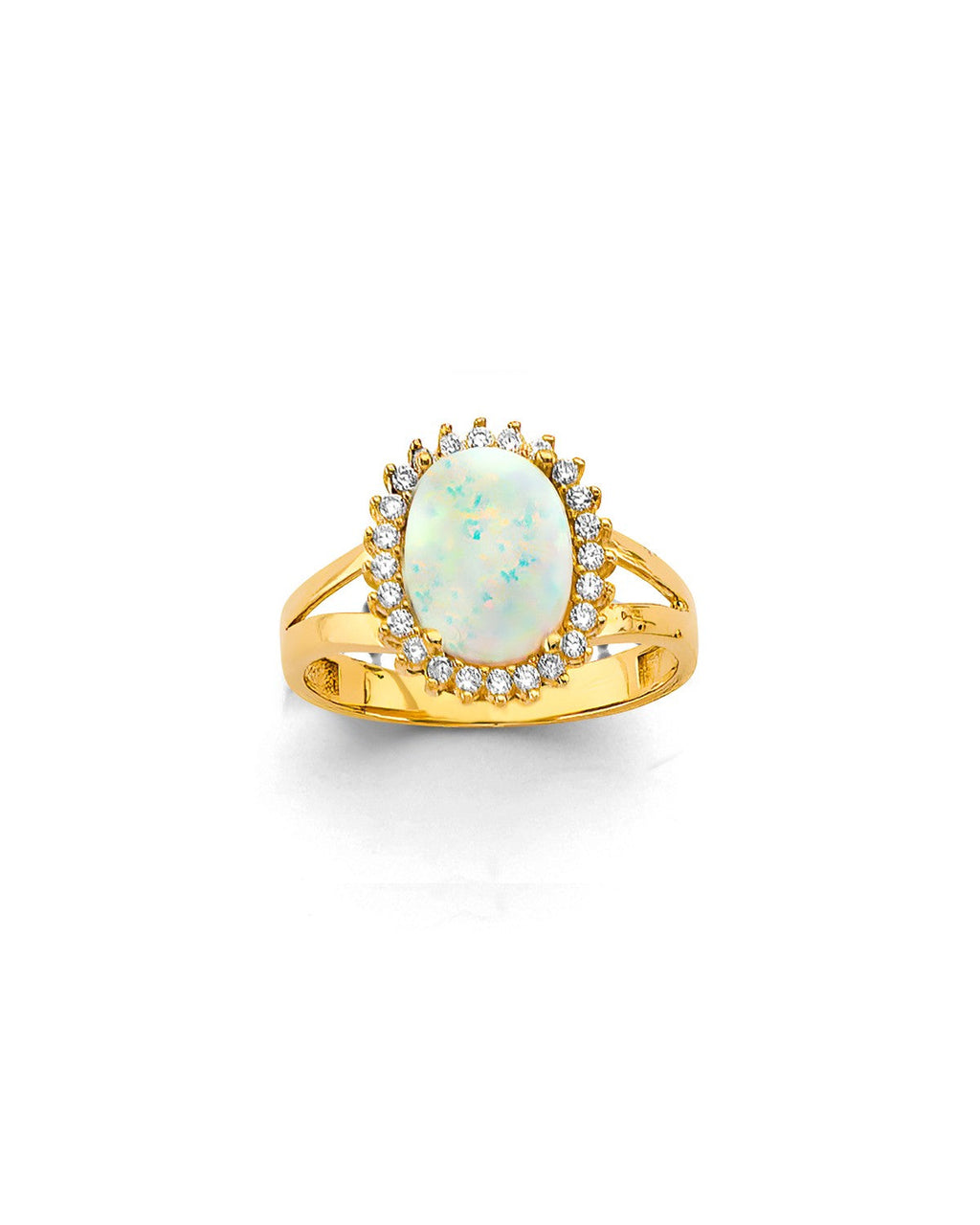 14K Yellow Gold CZ Opal Ring/Set (RG-3436)