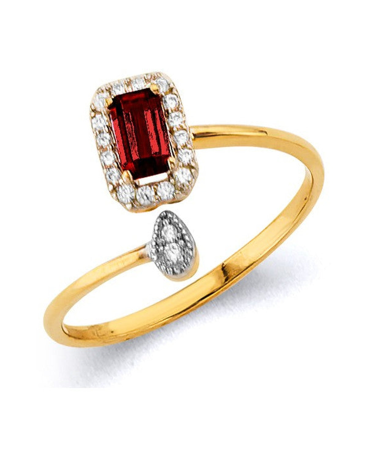 14K Yellow Gold 2T CZ Emerald Birth Stone Ring (RG-3445)