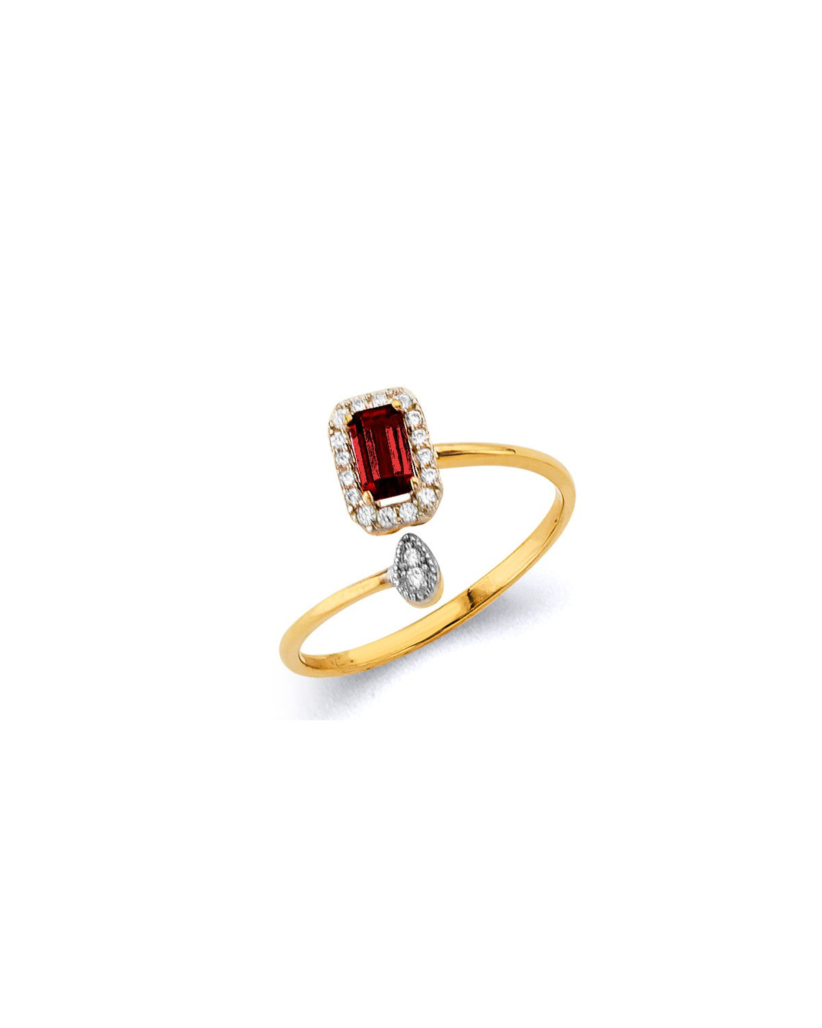 14K Yellow Gold 2T CZ Emerald Birth Stone Ring (RG-3445)
