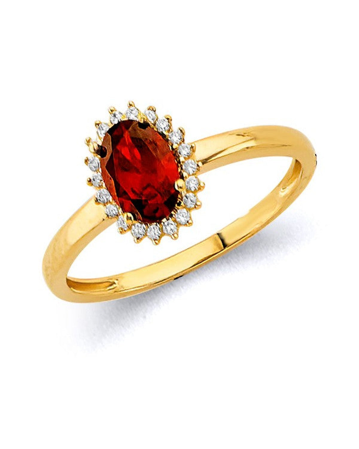 14K Yellow Gold CZ Oval Birth Stone Ring (RG-3446)