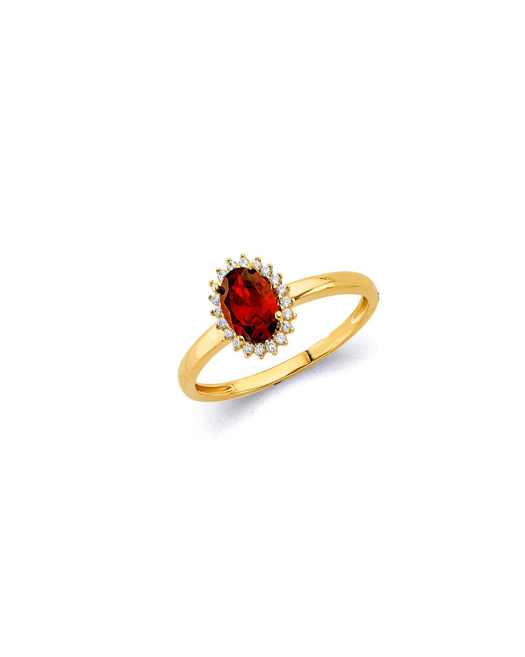 14K Yellow Gold CZ Oval Birth Stone Ring (RG-3446)