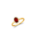 14K Yellow Gold CZ Oval Birth Stone Ring (RG-3446)