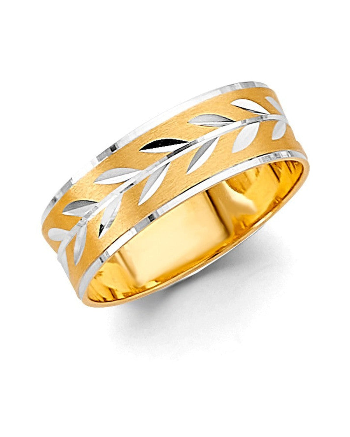 14K Two-Tone Gold 2T 6mm DC Tape Red Wedding Band (RG-3447)