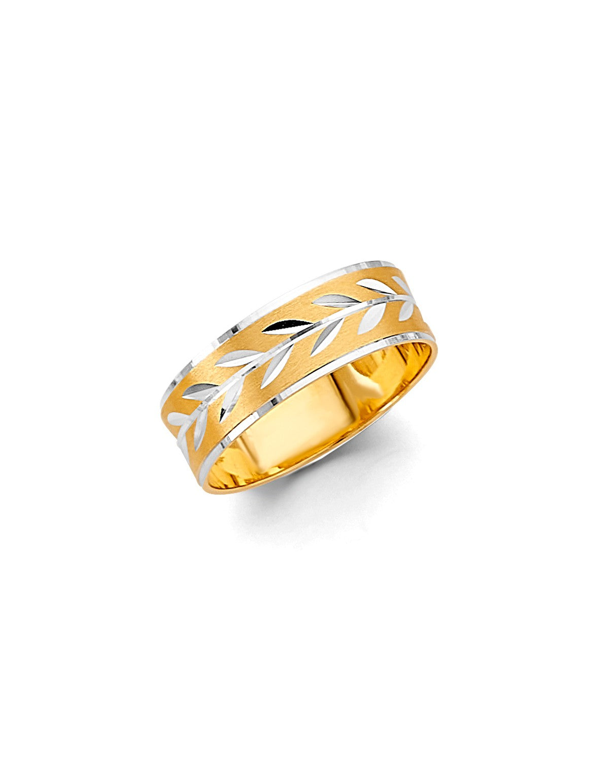 14K Two-Tone Gold 2T 6mm DC Tape Red Wedding Band (RG-3447)