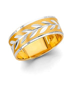 14K Two-Tone Gold 2T 6mm DC Tape Red Wedding Band (RG-3448)