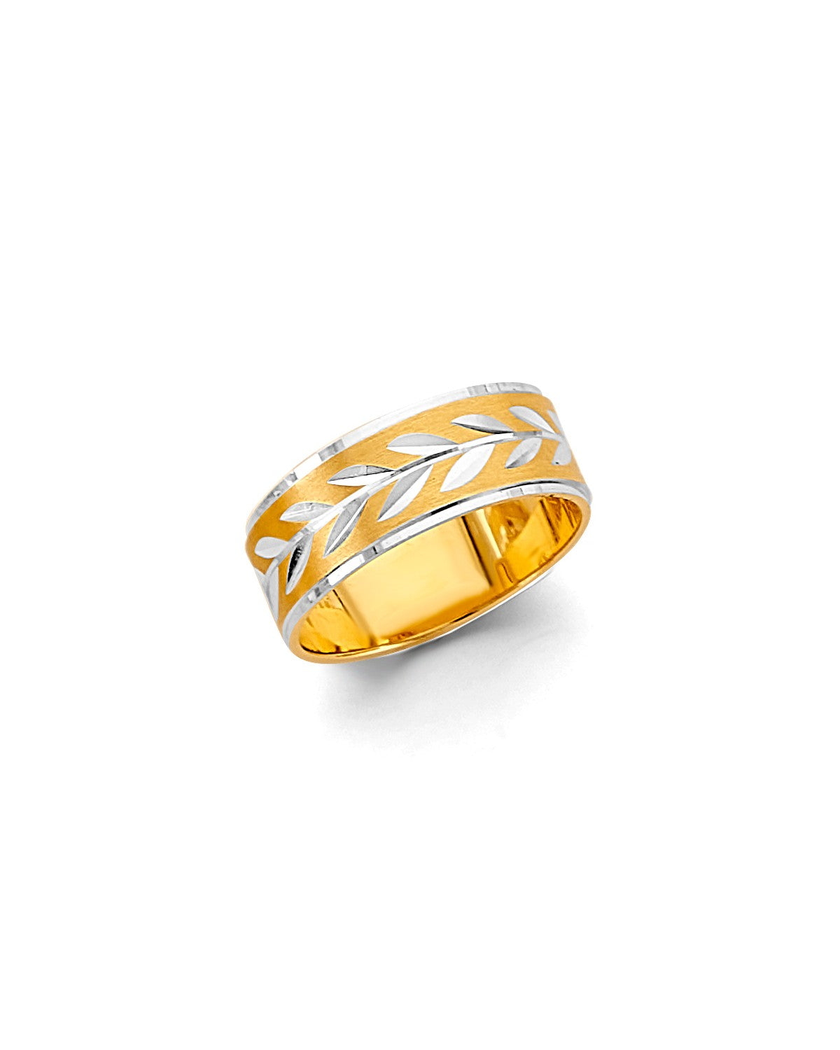 14K Two-Tone Gold 2T 6mm DC Tape Red Wedding Band (RG-3448)